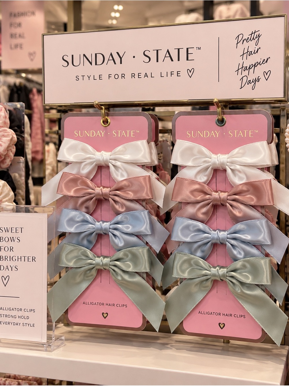 Sunday State Satin Bow Headbands — White, Pink, Light Blue, Sage